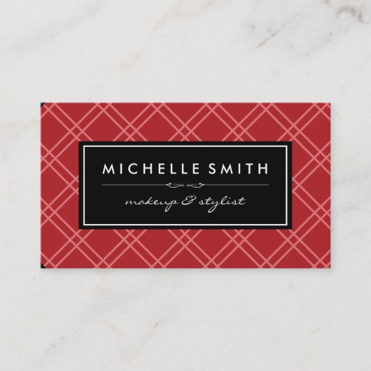 赤アーガイルプリント黒ラベル 名刺 (正面)