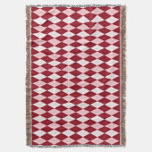 赤アーガイル紅色ピンク小ダイヤモンド形 スローブランケット (正面縦)