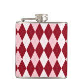 赤アーガイル紅色ピンク小ダイヤモンド形 フラスク (正面)