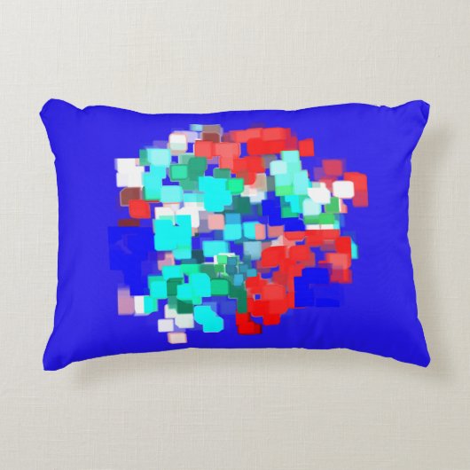 赤アートと青の抽象芸術 アクセントクッション (正面)