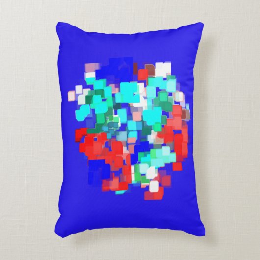 赤アートと青の抽象芸術 アクセントクッション (正面(垂直))