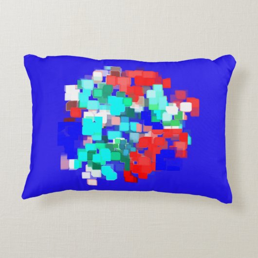 赤アートと青の抽象芸術 アクセントクッション (裏面)