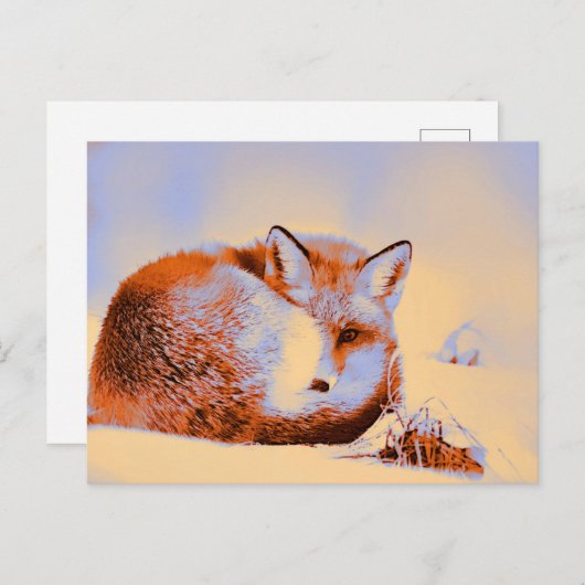 *~*赤アートキツネAp18芸術的の絵を描野生生物 ポストカード (正面/裏面)