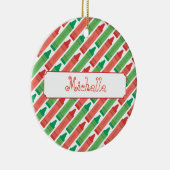 赤アートパーソナライズされたと緑のクレヨン セラミックオーナメント (右)