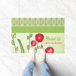 赤アートフローラ ドアマット