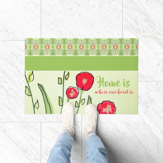 赤アートフローラ ドアマット (室内)