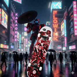 赤アート黒 スケートボード