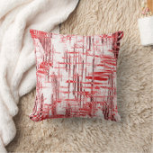 赤アールデコ クッション (ブランケット)