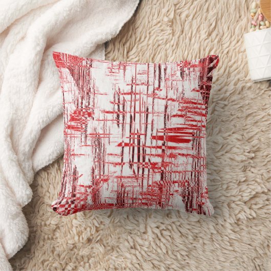 赤アールデコ クッション (ブランケット)