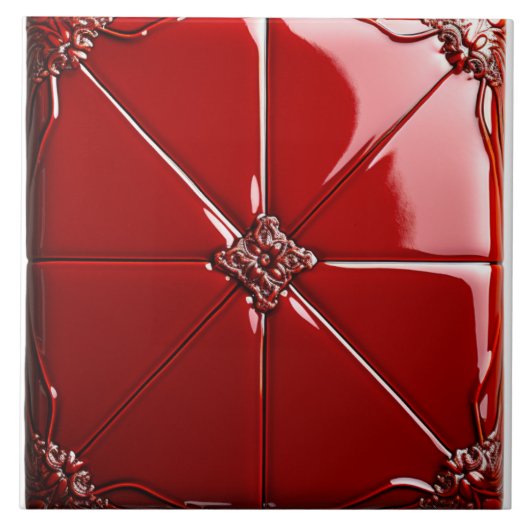 赤アールデコ タイル (正面)