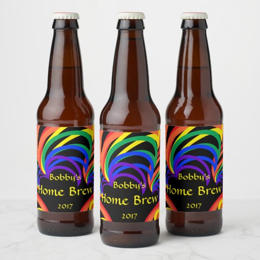 赤イエローオレンジグリーンレインボービールラベル ビールラベル (ボトル)