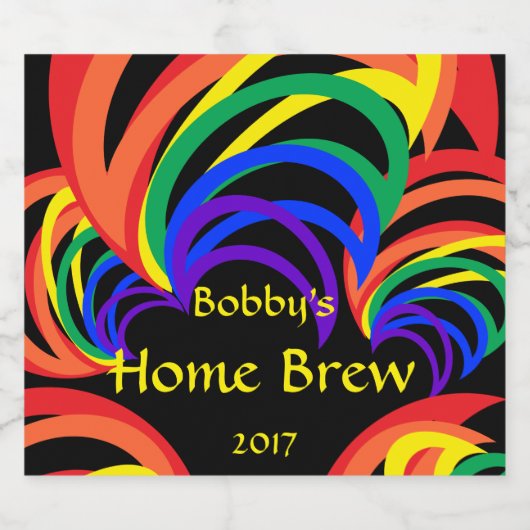 赤イエローオレンジグリーンレインボービールラベル ビールラベル (シングルラベル)