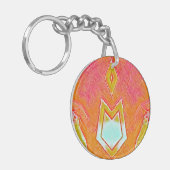 赤イエローオレンジ円形アクリル～キーチェーン キーホルダー (正面左)