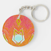 赤イエローオレンジ円形アクリル～キーチェーン キーホルダー (裏面)