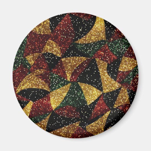 赤イエローグリーン波のフェスティバルグリッター マグネット (正面)