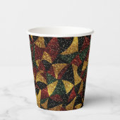赤イエローグリーン波のフェスティバルグリッター 紙コップ (裏面)