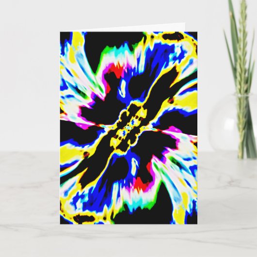 赤イエローブルーアクアオンブラック抽象芸術花 カード (正面)