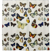 赤イエローブルーホワイト蝶美しい自然 シャワーカーテン (正面)