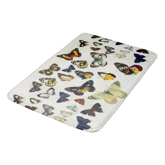 赤イエローブルーホワイト蝶美しい自然 バスマット (アングル)