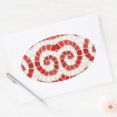 赤イオンのモザイク楕円ステッカー 楕円形シール (封筒)