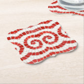 赤イオン性モザイクブラケット紙コースター ペーパーコースター (アングル)