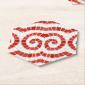 赤イオン性モザイク尖形六角紙コースター ペーパーコースター (アングル)