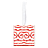 赤イオン性モザイク木製立方体オーナメント キューブオーナメント (正面)