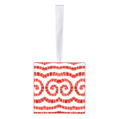 赤イオン性モザイク木製立方体オーナメント キューブオーナメント (右)