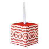 赤イオン性モザイク木製立方体オーナメント キューブオーナメント (裏面アングル)