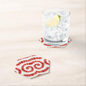 赤イオン性六角紙コースター ペーパーコースター (インサイチュ)