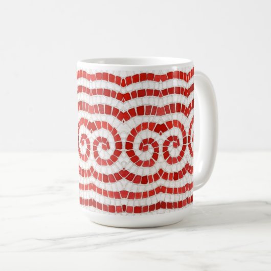 赤イオン モザイク 背の高い白マグカップ コーヒーマグカップ (正面右)