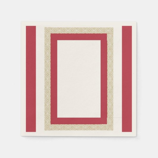 赤イスラーム幾何縁ど結婚の スタンダードカクテルナプキン (正面)