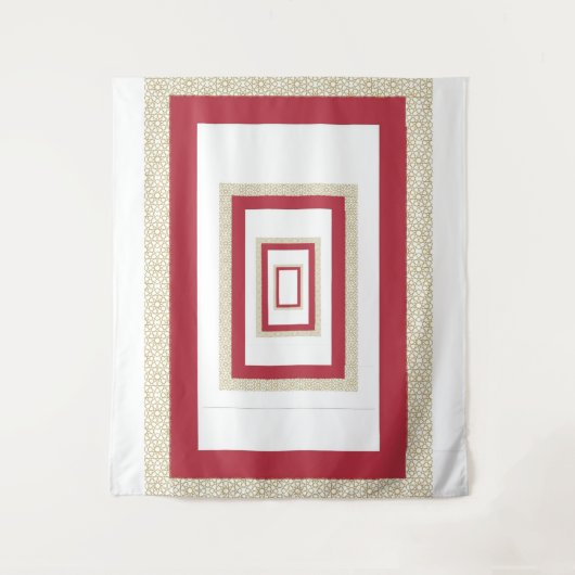 赤イスラーム幾何縁ど結婚の タペストリー (正面)