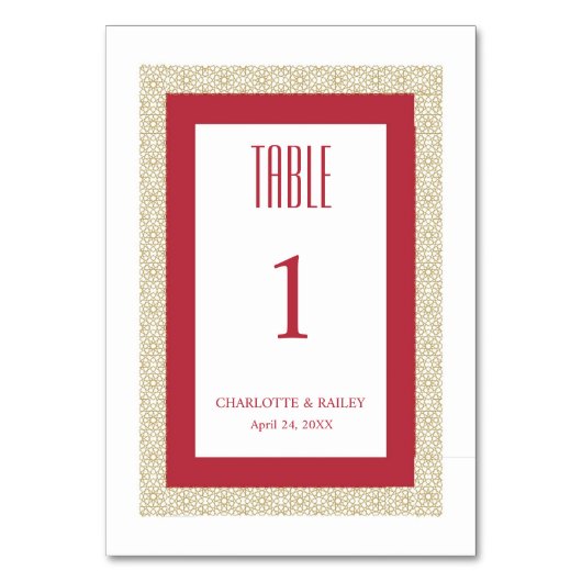 赤イスラーム幾何縁ど結婚の テーブルナンバー (正面)