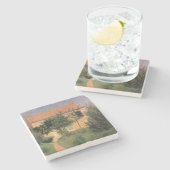 赤イタリアンい屋根のカントリーハウス ストーンコースター (横)