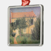 赤イタリアンい屋根のカントリーハウス メタルオーナメント (左)