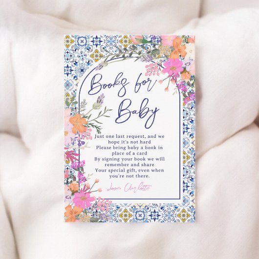 赤イタリアンちゃんシャワー用の青タイルフローラ本 エンクロージャーカード