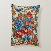 赤イタリアンと青の緑豊かな離れ花 アクセントクッション (裏面(縦))