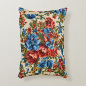 赤イタリアンと青の緑豊かな離れ花 アクセントクッション (正面(垂直))
