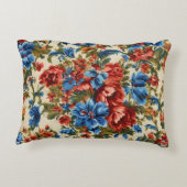 赤イタリアンと青の緑豊かな離れ花 アクセントクッション (裏面)