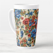 赤イタリアンと青の緑豊かな離れ花 カフェラテマグ (左アングル)