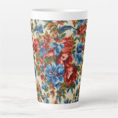 赤イタリアンと青の緑豊かな離れ花 カフェラテマグ (正面)