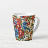 赤イタリアンと青の緑豊かな離れ花 カフェラテマグ (右アングル)