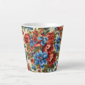 赤イタリアンと青の緑豊かな離れ花 カフェラテマグ (正面)