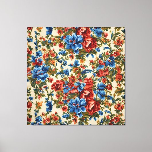 赤イタリアンと青の緑豊かな離れ花 キャンバスプリント (正面)