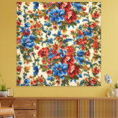 赤イタリアンと青の緑豊かな離れ花 キャンバスプリント (インサイチュ (リビング))