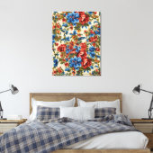 赤イタリアンと青の緑豊かな離れ花 キャンバスプリント (インサイチュ (寝室))