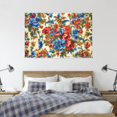 赤イタリアンと青の緑豊かな離れ花 キャンバスプリント (インサイチュ (寝室))