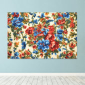 赤イタリアンと青の緑豊かな離れ花 キャンバスプリント (インサイチュ (ウッドフロア))