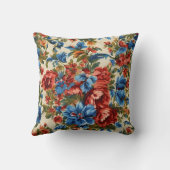 赤イタリアンと青の緑豊かな離れ花 クッション (裏面)